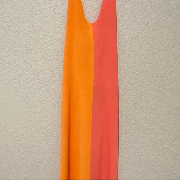 New Zara Tied Knit Halter Pink Orange Colorblock Midi Dress 9598/095 Large - Picture 8 of 10